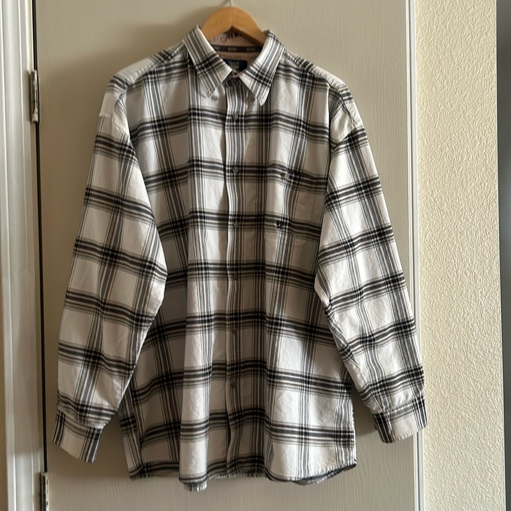 Wrangler Twenty 20X Plaid Button Down Long Sleeve Shirt Sz XL